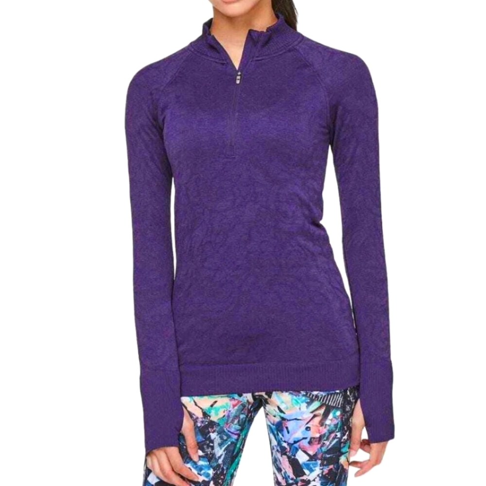 💎 Lululemon Women's Athletic Top REST LESS 1/2 Zip Women's Purple #0360